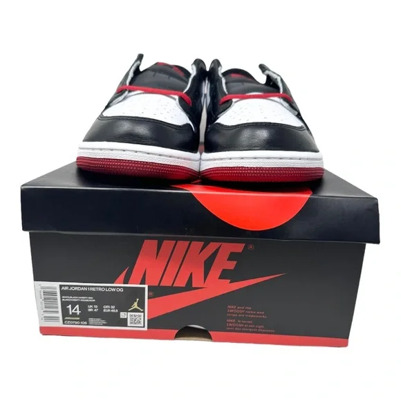 Jordan 1 Retro Low OG Black Toe CZ0790106 White/Black/Varsity Red Size 14